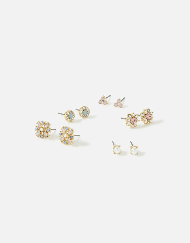 Crystal Flower Stud Earring Set, , large