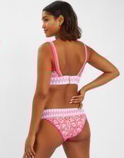 Paisley Shirred Band Bikini Top, Orange (ORANGE), large