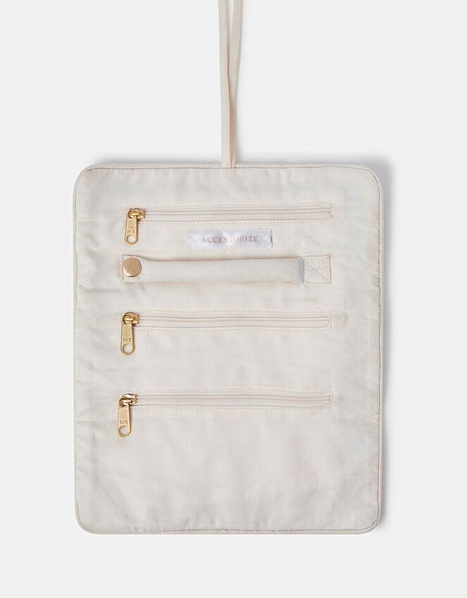 Mirror & Bead Embellished Jewellery Storage Roll, , large