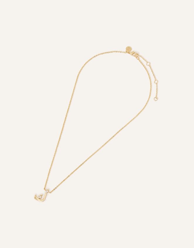 14ct Gold-Plated Arabic Initial Pendant Necklace - K (Kaaf), , large