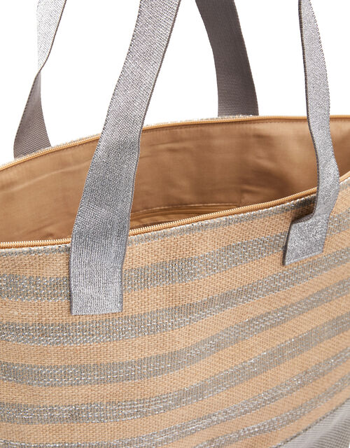 Glitter Stripe Tote Bag with Matching Pouch., , large