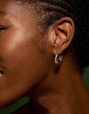 Stainless Steel Mixed Metal Twist Hoop Earrings, , large