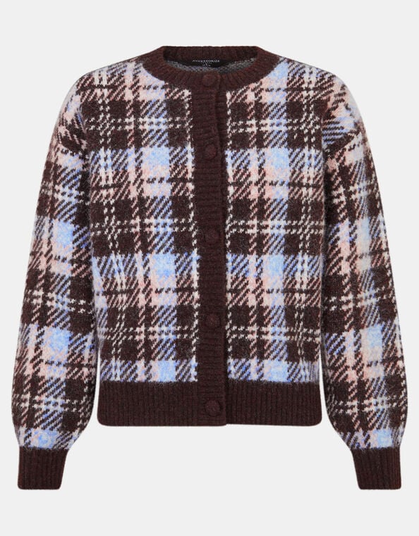 Check Cardigan, Brown (CHOCOLATE), large