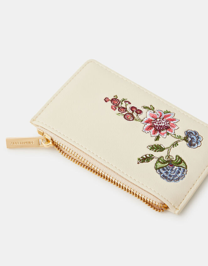 Floral Embroidered Card Holder, , large