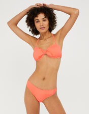 Sasha Scalloped Bandeau Bikini Top, Orange (CORAL), large