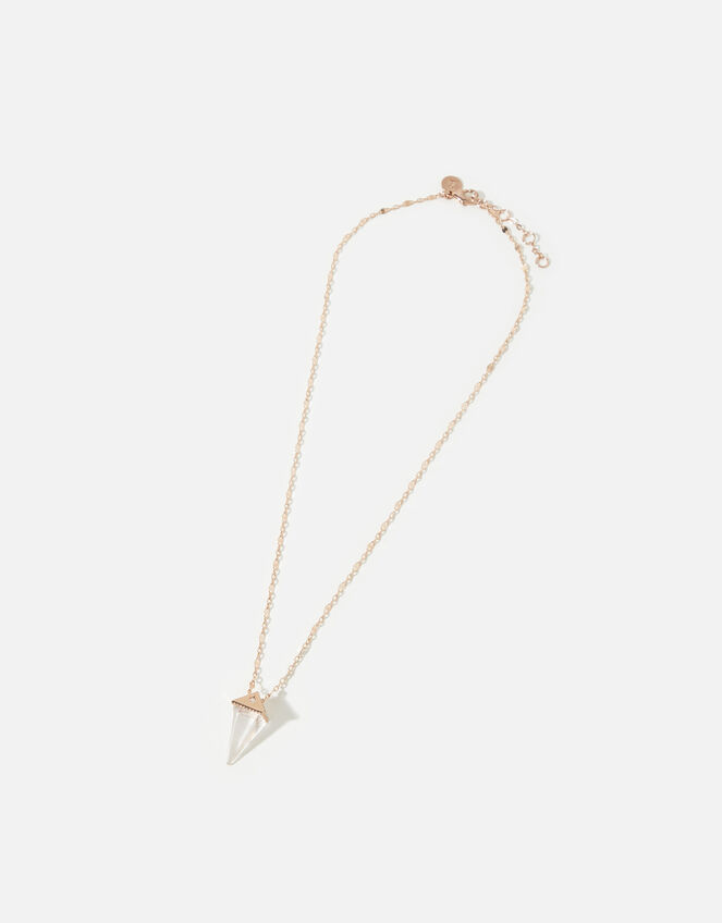 Rose-Gold Plated Clear Quartz Pendant Necklace, , large