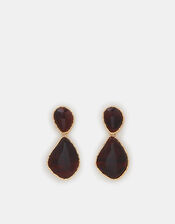 Double Resin Stone Drop Earrings, , large