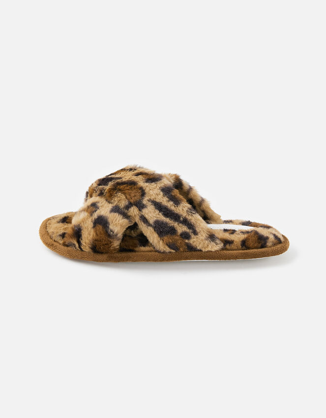 Fluffy Leopard Mule Slippers, Leopard (LEOPARD), large