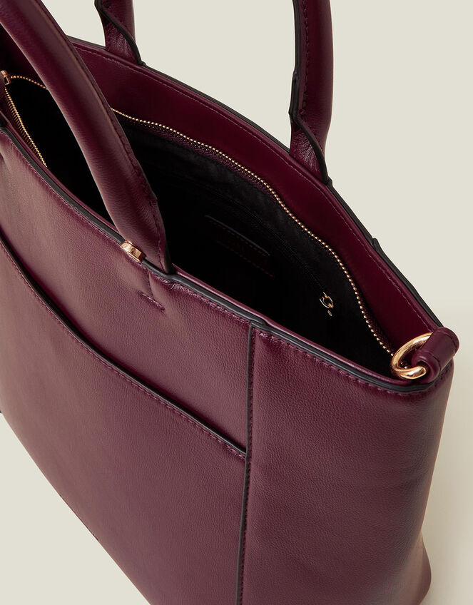 Monica Faux Leather Handbag, Red (BURGUNDY), large