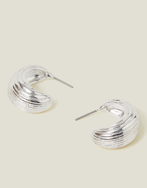 Chunky Ribbed Hoop Earrings, , large