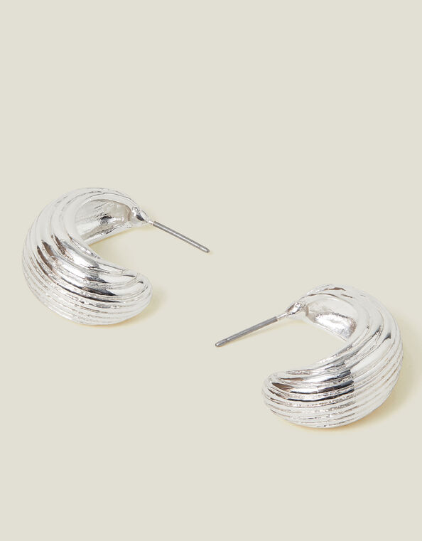 Chunky Ribbed Hoop Earrings, , large