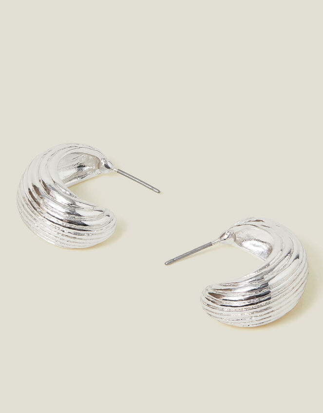 Chunky Ribbed Hoop Earrings, , large
