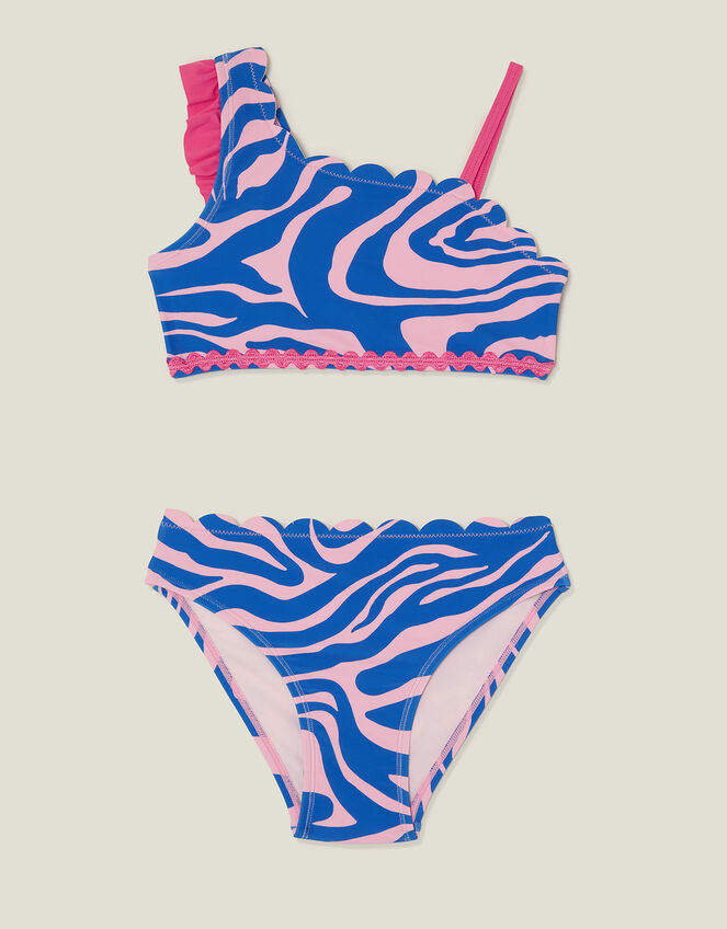 Girls Animal Print Bikini Set, Blue (BLUE), large