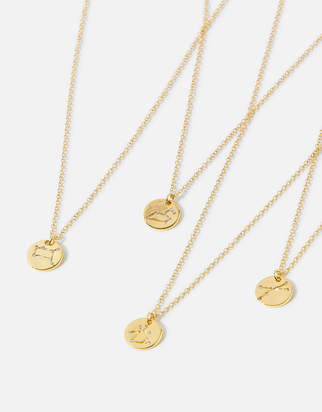 14ct Gold-Plated Constellation Zodiac Pendant Necklace, Gold (GOLD), large