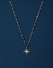 Sterling Silver-Plated Beaded Star Pendant Necklace, , large