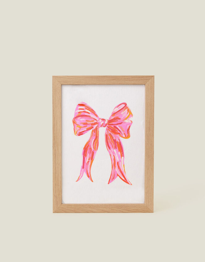 Pink Giraffe Print Co Bow Framed A4 Art Print, , large