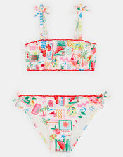 Girls Summer Print Bikini Set, Multi (PASTEL MULTI), large