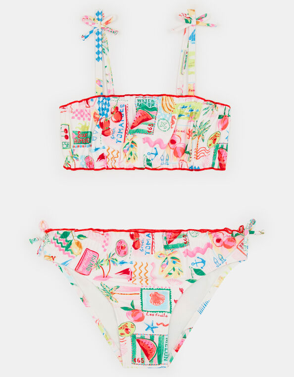 Girls Summer Print Bikini Set, Multi (PASTEL MULTI), large