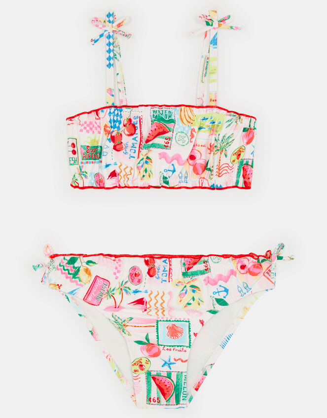 Girls Summer Print Bikini Set, Multi (PASTEL MULTI), large