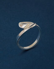 Sterling Silver-Plated Open Wave Ring, Silver (ST SILVER), large