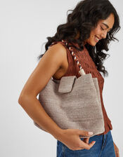 Braid Strap Woven Shoulder Bag, , large