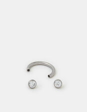 Titanium Diamanté Barbell Hoop, , large