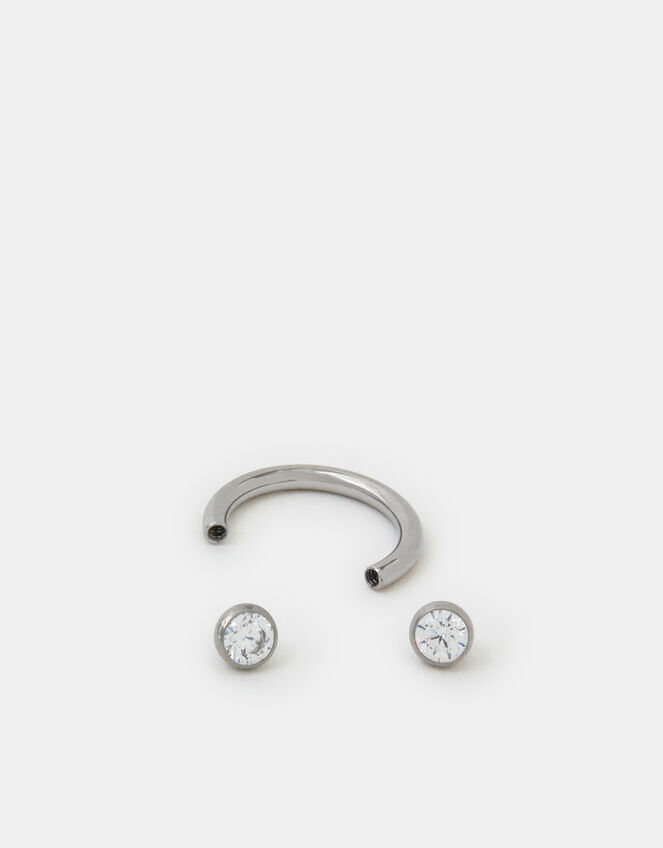 Titanium Diamanté Barbell Hoop, , large