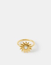 14ct Gold-Plated Mother Of Pearl Sun Ring, Gold (GOLD), large