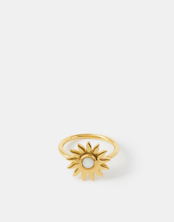 14ct Gold-Plated Mother Of Pearl Sun Ring, Gold (GOLD), large