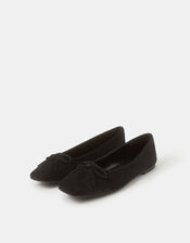 Faux Suede Ballet Flats, Black (BLACK), large