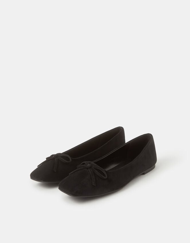 Faux Suede Ballet Flats, Black (BLACK), large