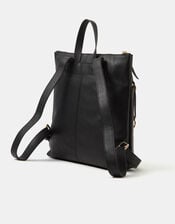 Double Zip Leather Backpack, , large