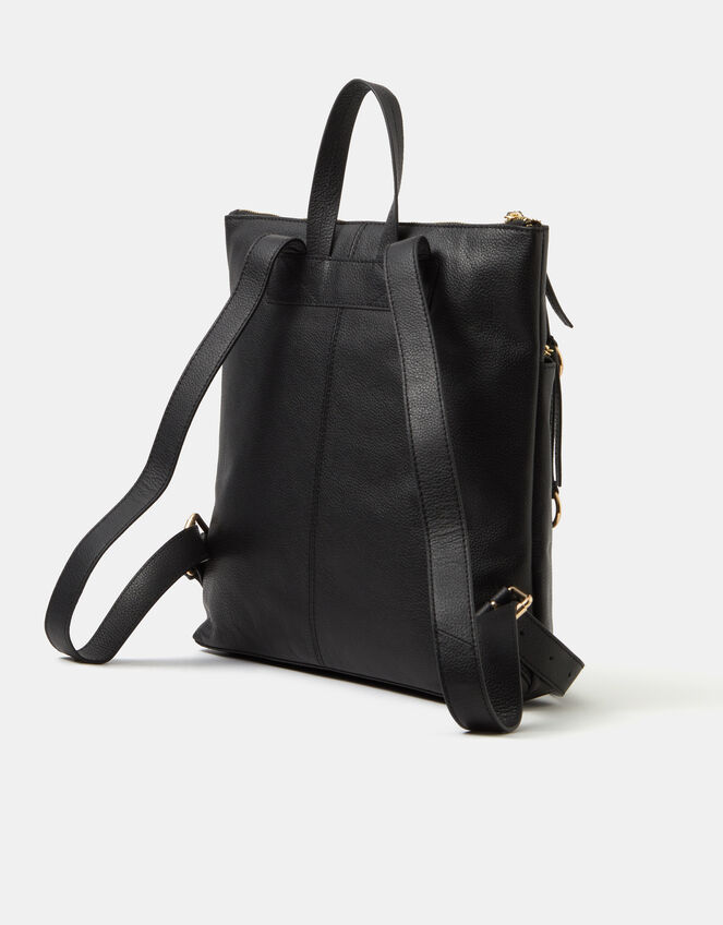 Double Zip Leather Backpack, , large