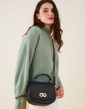 Metal Detail Cross-Body Bag, Black (BLACK), large
