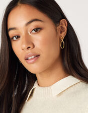 Gold-Plated Rope Link Drop Earrings, , large