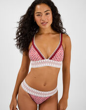 Tile Print Band Bikini Top, Red (RED), large