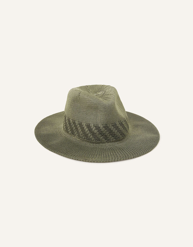 Packable Fedora Hat, Green (KHAKI), large