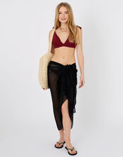 Dobby Pom-Pom Trim Sarong, , large