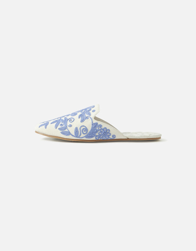 Riviera Embroidered Slippers, Blue (BLUE), large