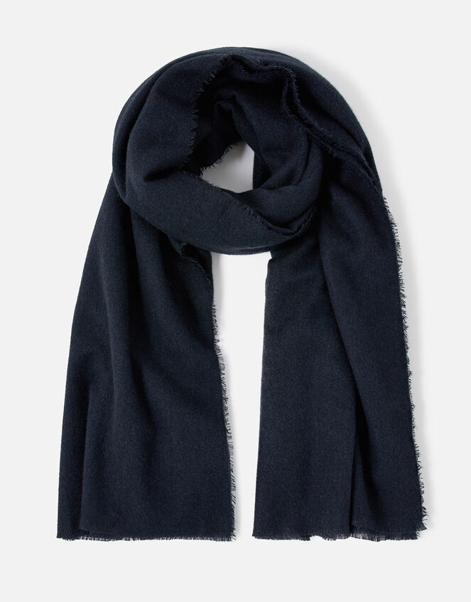 Plain Super-Soft Blanket Scarf Navy, , large