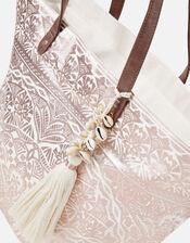 Kea Metallic Print Beach Tote Bag, , large