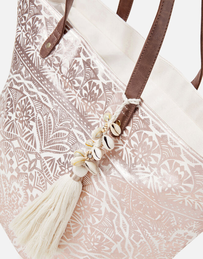 Kea Metallic Print Beach Tote Bag, , large