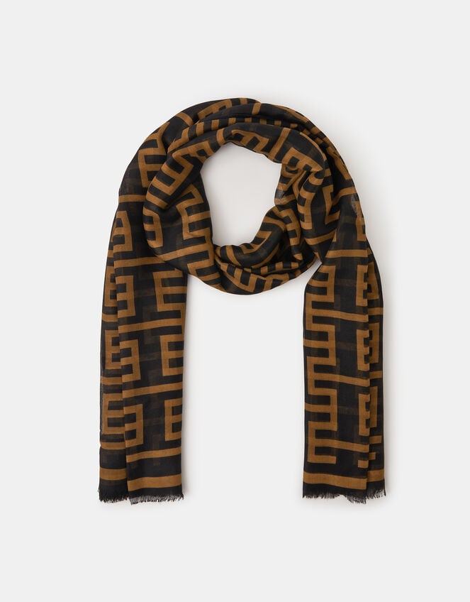 Geometric Print Lightweight Scarf, , large