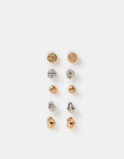 5-Pack Mix Molten Stud Earrings, , large