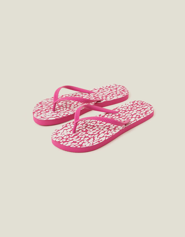 Animal Print Flip Flops, Pink (FUCHSIA), large