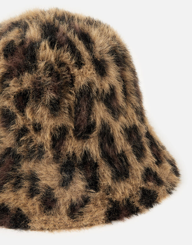 Leopard Fluffy Bucket Hat, , large