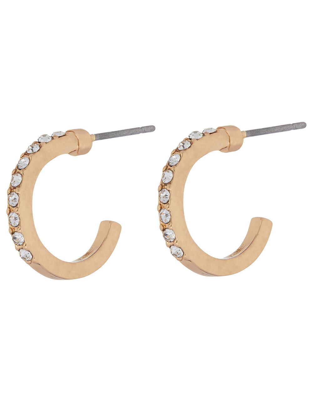 Crystal Huggie Hoop Earrings, White (CRYSTAL), large