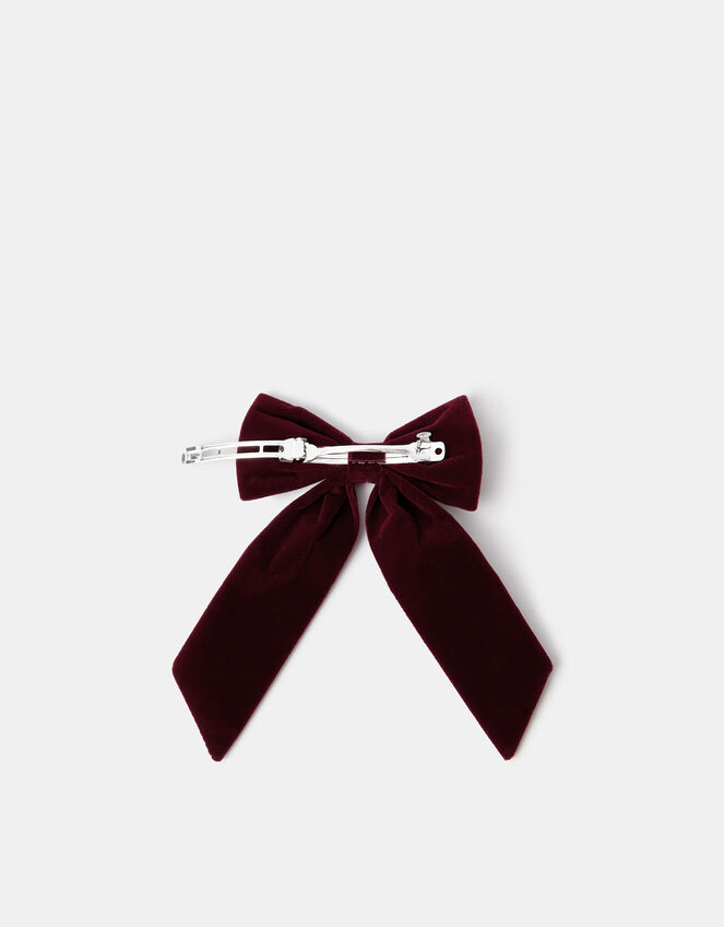 Velvet Bow Barrette Hair Clip, , large