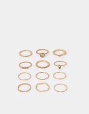 12-Pack Mix Crystal Rings, Gold (GOLD), large