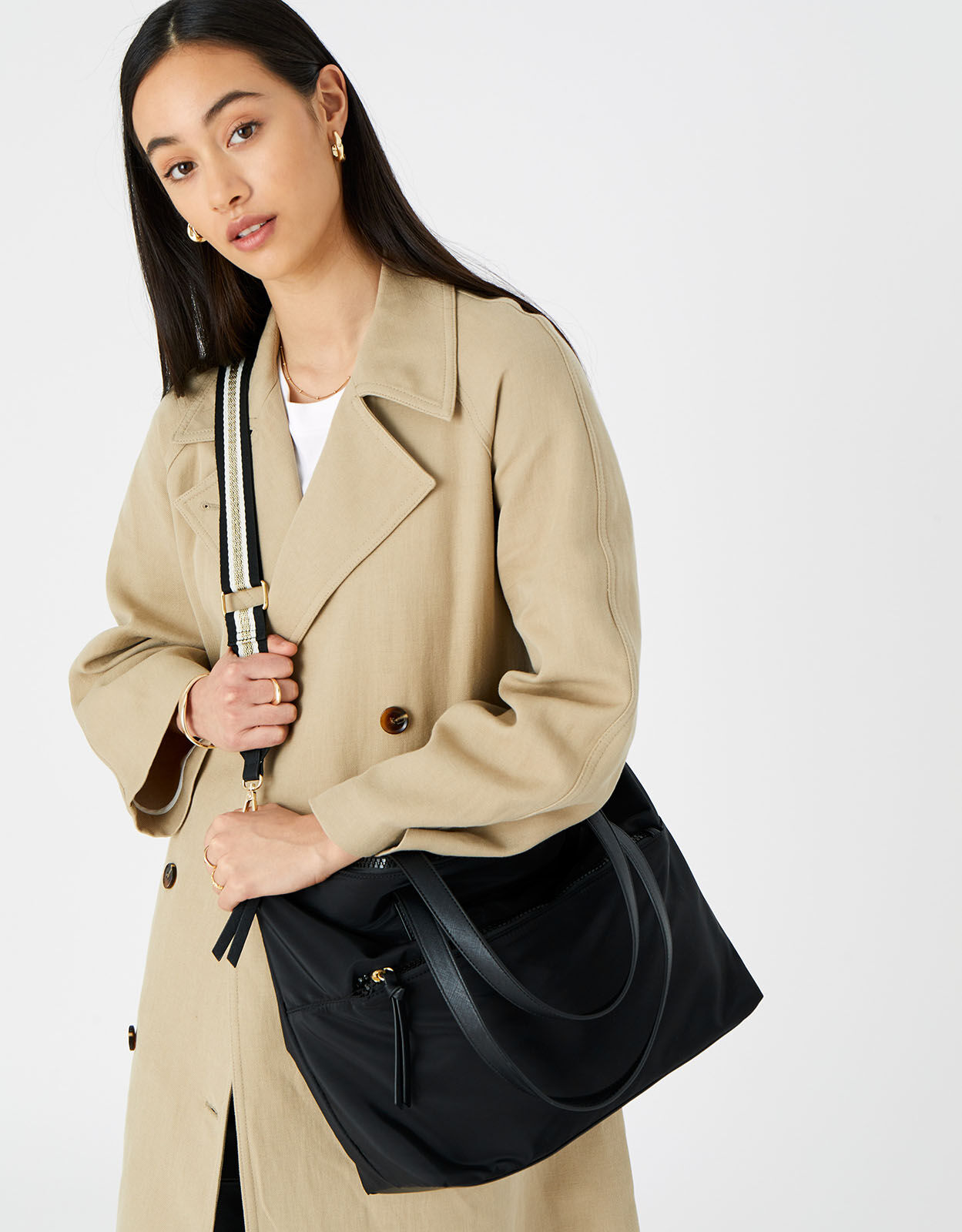 Black nylon 2025 tote bag